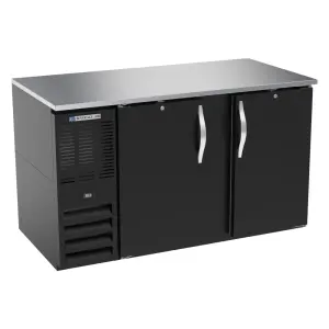 Beverage-Air BB58HC-B 59" Bar Refrigerator - 2 Swinging Solid Doors, Black, 115v