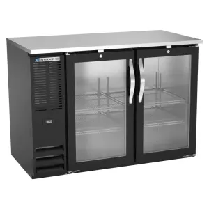 Beverage-Air BBN48HC-G-B 48" Bar Refrigerator - 2 Swinging Glass Doors, Black, 115v