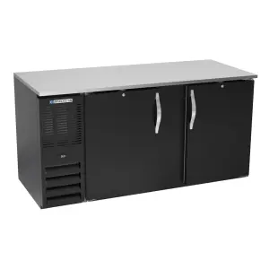 Beverage-Air BB68HC-B 69" Bar Refrigerator - 2 Swinging Solid Doors, Black, 115v