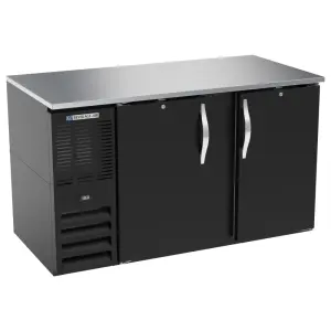 Beverage-Air BB58HC-F-B 58" Bar Refrigerator - 2 Swinging Solid Doors, Black, 115v