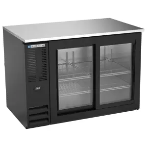 Beverage-Air BB48HC-GS-B 48" Bar Refrigerator - 2 Sliding Glass Doors, Black, 115v