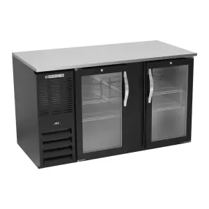 Beverage-Air BB58HC-G-B 59" Bar Refrigerator - 2 Swinging Glass Doors, Black, 115v