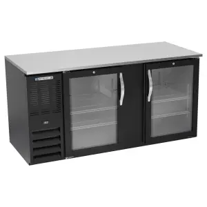 Beverage-Air BB68HC-FG-B 68" Bar Refrigerator - 2 Swinging Glass Doors, Black, 115v
