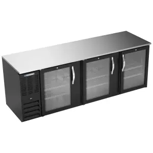 Beverage-Air BB94HC-G-B 94" Bar Refrigerator - 3 Swinging Glass Doors, Black, 115v