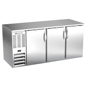 Beverage-Air BB72HC-S 72" Bar Refrigerator - 3 Swinging Solid Doors, Stainless, 115v