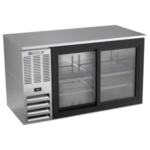 Beverage-Air BB58HC-GS-S 58" Bar Refrigerator - 2 Sliding Glass Doors, Stainless, 115v