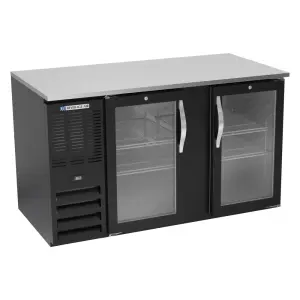 Beverage-Air BB58HC-FG-B 59" Bar Refrigerator - 2 Swinging Glass Doors, Black, 115v
