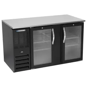 Beverage-Air BB58HC-FG-B 58" Bar Refrigerator - 2 Swinging Glass Doors, Black, 115v