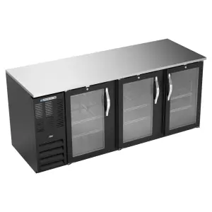Beverage-Air BB78HC-G-B 78" Bar Refrigerator - 3 Swinging Glass Doors, Black, 115v