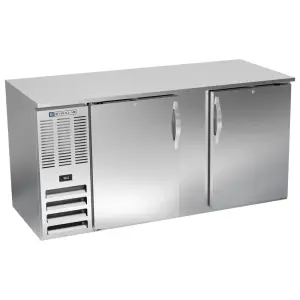 Beverage-Air BB68HC-F-S 68" Bar Refrigerator - 2 Swinging Solid Doors, Stainless, 115v