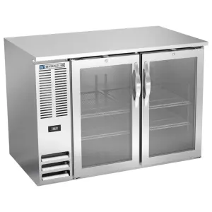 Beverage-Air BB48HC-FG-S 48" Bar Refrigerator - 2 Swinging Glass Doors, Stainless, 115v
