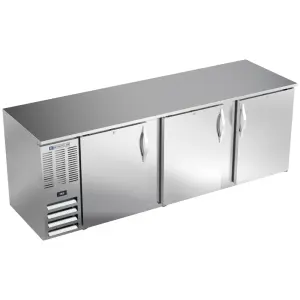 Beverage-Air BB94HC-S 94" Bar Refrigerator - 3 Swinging Solid Doors, Stainless, 115v