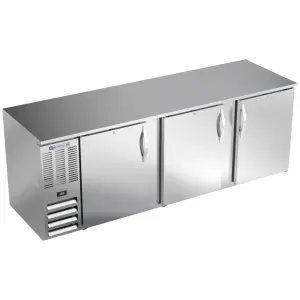 Beverage-Air BB94HC-S 95" Bar Refrigerator - 3 Swinging Solid Doors, Stainless, 115v