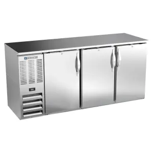 Beverage-Air BBN72HC-S 72" Bar Refrigerator - 3 Swinging Solid Doors, Stainless, 115v