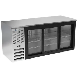 Beverage-Air BB72HC-GS-S 72" Bar Refrigerator - 3 Sliding Glass Doors, Stainless, 115v