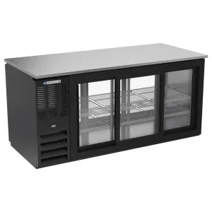 Beverage-Air BB72HC-GS-PT-B 72" Bar Refrigerator - 6 Sliding Glass Doors, Black, 115v