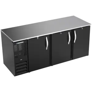 Beverage-Air BB78HC-F-B 79" Bar Refrigerator - 3 Swinging Solid Doors, Black, 115v