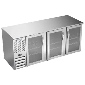 Beverage-Air BB78HC-G-S 78" Bar Refrigerator - 3 Swinging Glass Doors, Stainless, 115v