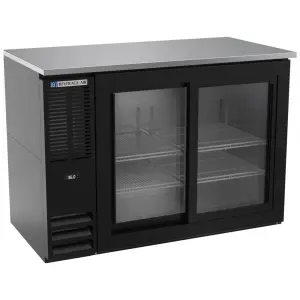 Beverage-Air BBN48HC-F-GS-B 48" Bar Refrigerator - 2 Sliding Glass Doors, Black, 115v