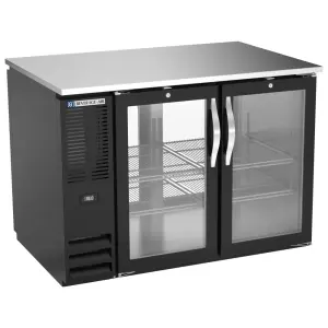 Beverage-Air BB48HC-FG-PT-B 48" Bar Refrigerator - 4 Swinging Glass Doors, Black, 115v