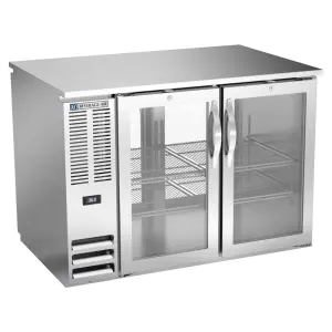 Beverage-Air BB48HC-G-PT-S 48" Bar Refrigerator - 4 Swinging Glass Doors, Stainless, 115v