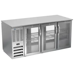 Beverage-Air BB72HC-G-PT-S 72" Bar Refrigerator - 6 Swinging Glass Doors, Stainless, 115v