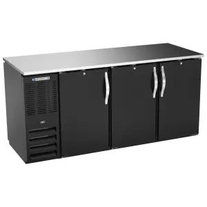 Beverage-Air BBN72HC-F-PT-B 72" Bar Refrigerator - 6 Swinging Solid Doors, Black, 115v