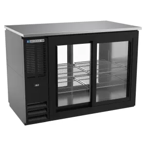 Beverage-Air BBN48HC-F-GS-PT-B 48" Pass Thru Bar Refrigerator - 4 Sliding Glass Doors, Black, 115v