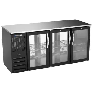 Beverage-Air BBN72HC-F-GS-PT-B 72" Bar Refrigerator - 6 Sliding Glass Doors, Black, 115v