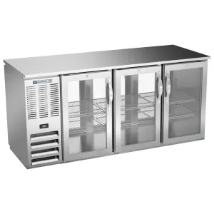 Beverage-Air BBN72HC-F-GS-PT-S 72" Pass Thru Bar Refrigerator - 6 Sliding Glass Doors, Stainless, 115v