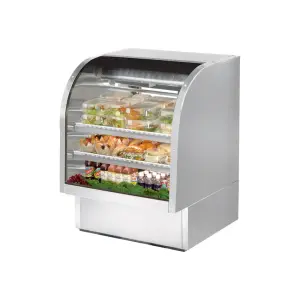 True TCGG-36-S-HC-LD 36 1/4" Full Service Deli Case w/ Curved Glass - (3) Levels, Stainless Steel, 115v