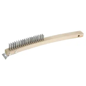 Winco BR-319 Wire Brush, 3" X 19 in, Steel Bristles, Wood Handle