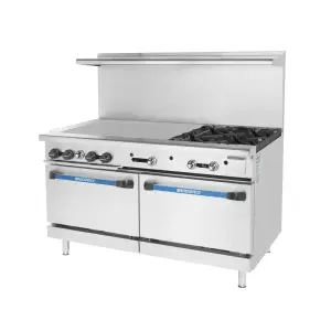 Turbo Air TARG-36G4B 60" 4 Burner Gas Range w/ Griddle & (2) Standard Ovens, Natural Gas