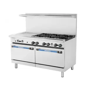 Turbo Air TARG-6B24G 60" 6 Burner Gas Range w/ Griddle & (2) Standard Ovens, Natural Gas