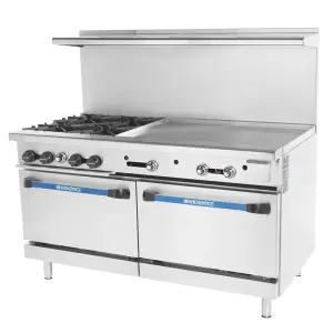 Turbo Air TARG-4B36G 60" 4 Burner Gas Range w/ Griddle & (2) Standard Saver Ovens, Natural Gas