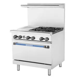 Turbo Air TARG-12G4B 36" 4 Burner Gas Range w/ Griddle & Standard Oven, Natural Gas