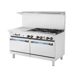 Turbo Air TARG-24G6B 60" 6 Burner Gas Range w/ Griddle & (2) Standard Ovens, Natural Gas