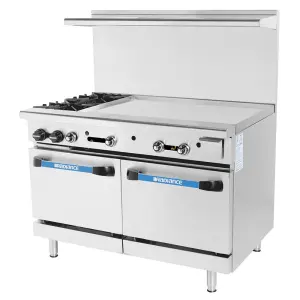 Turbo Air TARG-2B36G 48" 2 Burner Gas Range w/ Griddle & (2) Standard Ovens, Liquid Propane