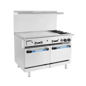 Turbo Air TARG-36G2B 48" 2 Burner Gas Range w/ Griddle & (2) Standard Ovens, Natural Gas