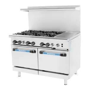 Turbo Air TARG-6B12G 48" 6 Burner Gas Range w/ Griddle & (2) Standard Oven, Natural Gas