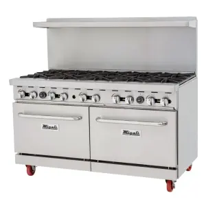 Migali C-RO10B-NG 60" 10 Burner Gas Range w/ (2) Standard Ovens, Natural Gas