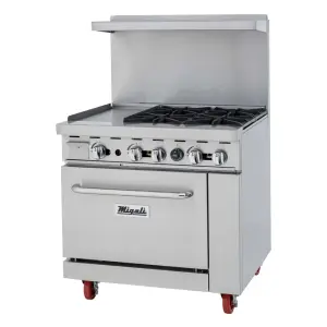 Migali C-RO4B-12GL-NG 36" 4 Burner Gas Range w/ Griddle & Standard Oven, Natural Gas