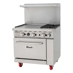 Migali C-RO2B-24GL-LP 36" 2 Burner Gas Range w/ Griddle & Standard Oven, Liquid Propane