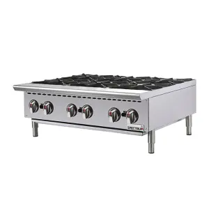 Winco NGHP-6 36" Gas Hotplate w/ (6) Burners & Manual Controls, Convertible