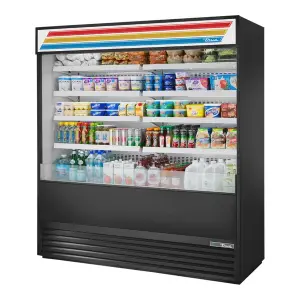 True TOAM-72-HC~TSL01 72" Refrigerated Air Curtain Merchandiser with Sign Panel