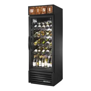 True GDM-23W-HC~TSL01 27" Black Refrigerated Glass Door Wine Merchandiser with LED Lighting