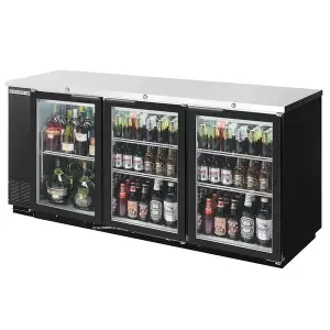 Beverage-Air BB72HC-1-G-B-WINE 72" Black Underbar Height Glass Door Back Bar Wine Refrigerator