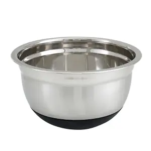 Winco MXRU-800 8 qt German Mixing Bowl, Stainless w/ Black Silicone Base