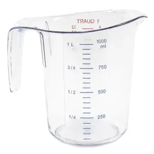 Winco PMCP-100 1 qt Measuring Cup - Polycarbonate, Clear