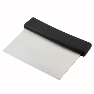 Winco DSC-2 Dough Cutter/Scraper w/ Black Plastic Handle - 6" x 3", Stainless Steel